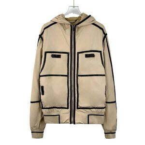 Versace Beige Patchwork Hooded Zipper Jacket Size M Long-Sleeved Made In Italy P